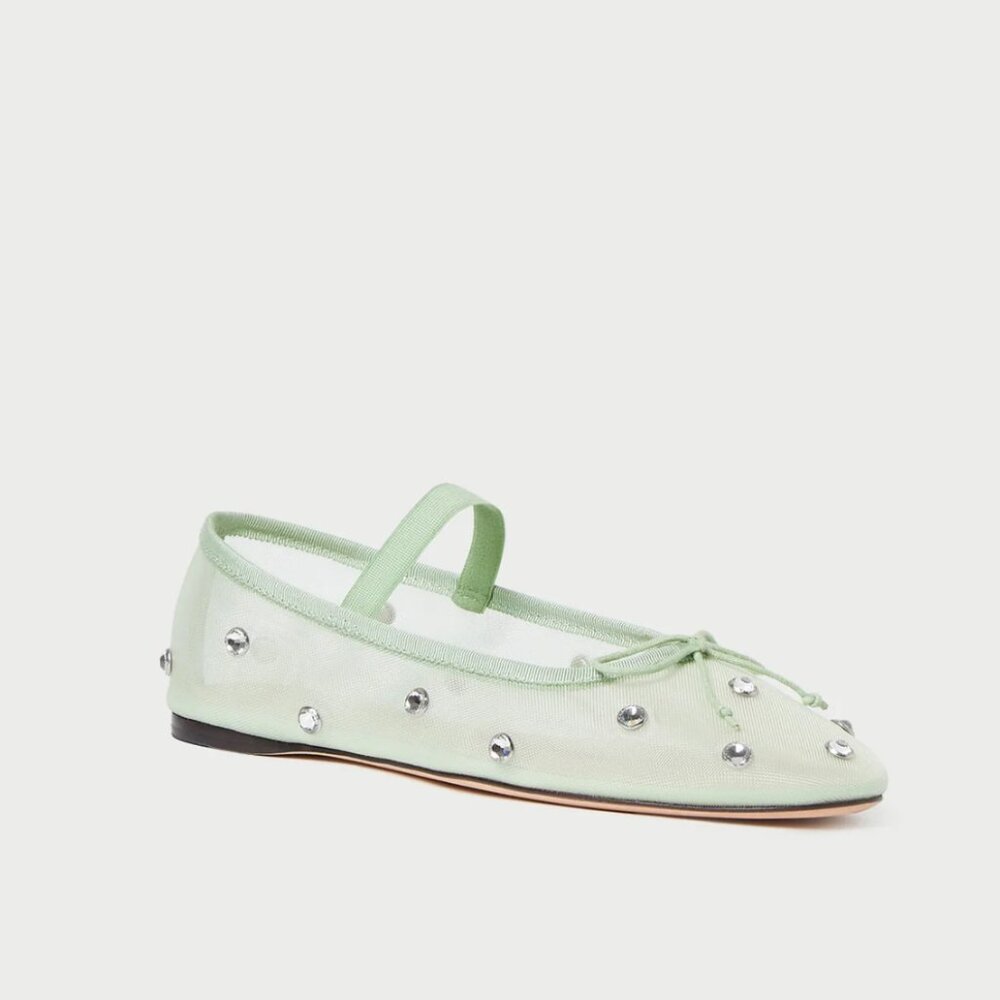 NWT Loeffler Randall Leonie Seafoam/Crystal Ballet Flat-Size 9